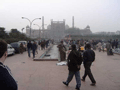 A bit closer to the Jama Masjid. You can see the impromptu bazaars that spring up all around it, plus the legions of beggars appealing to worshippers - and tourists.