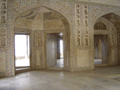 The beautiful white marble is inlaid with precious stones