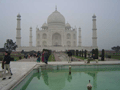 It's ... the Taj Mahal! Shah Jehan must have been fairly cut up when Mumtaz Mahal died, inspiring him to build this as a mausoleum. There's a mosque on the left - and, on the right, an exact copy. Can't be used as a mosque itself, because it faces the wrong way - all built in the interests of aesthetics!