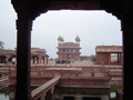Akbar may well have stood right here and watched performances in the middle of the water feature outside. His imposing stone boudoir is just behind.