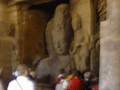 One of the carved sculptures of Shiva inside the Elephanta caves.