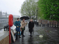 Setting up on Bankside. The weather wasn't promising, was it, but at least authentic for British outdoor theatre